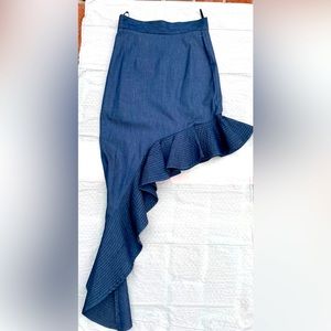 Steve Mafia Denim Ruffle Skirt. XS